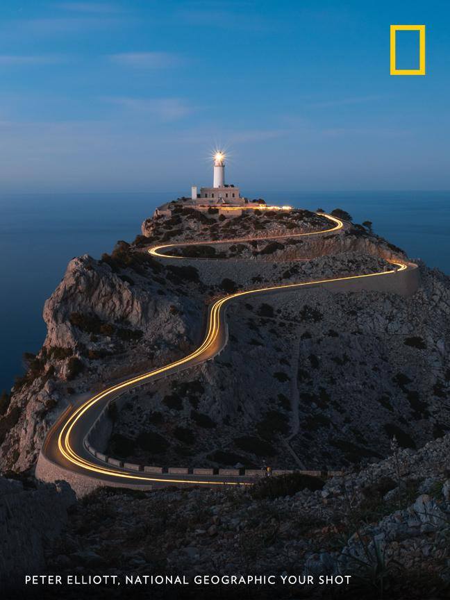 "This photo was taken at the viewpoint to Cap De Formentor on the island of Mallorca, Spain," writes Your Shot photographer Peter Elliott. "The way the road leads perfectly up to the lighthouse makes this such a photogenic spot." https://on.natgeo.com/2xhsZq8